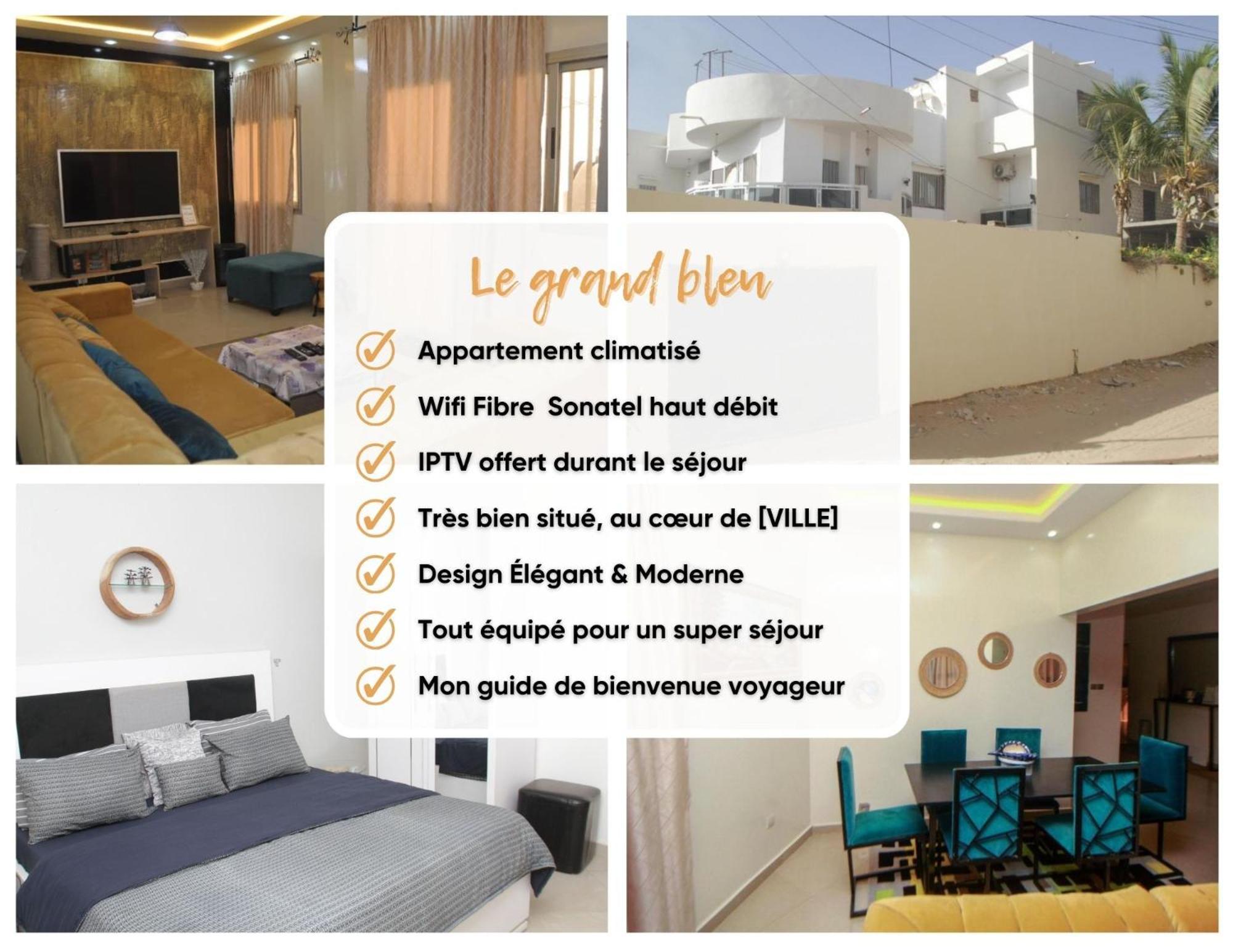 Le "Grand Bleu", Un Bel Appartement Paisible, Sur Et Spatieux Au Coeur De La Station Balneaire De Saly Portudal Extérieur photo